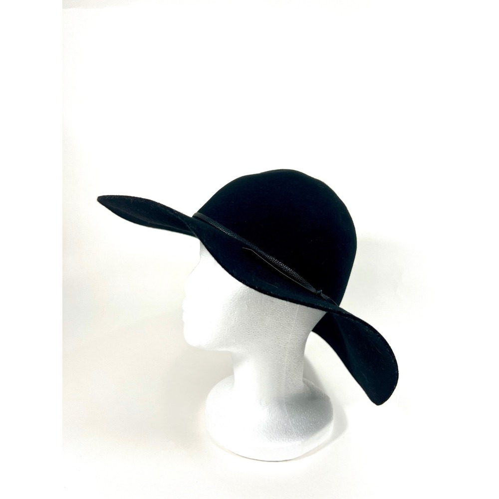 Black Wool Wide Brim Floppy Hat FG173378 M-L Boho Fedora Sun Hat